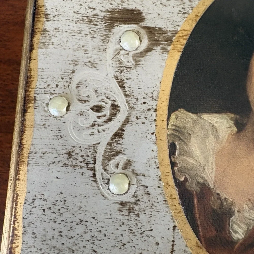 Vintage Music Box Jewelry Box Velvet Lined Victorian Portrait Japan